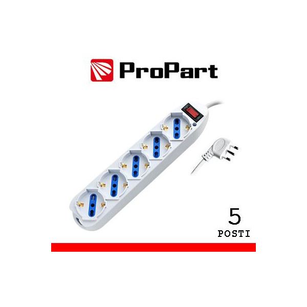 Multipresa 5pos bipasso/schuko spina10A +interr.