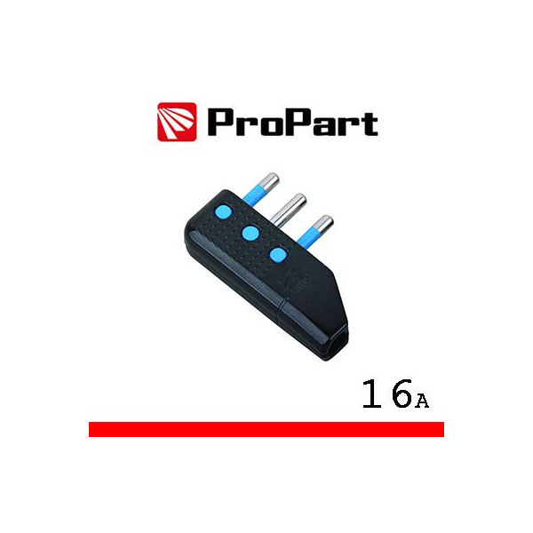 Spina 16A 2P+T uscita cavo 90° nera polybag