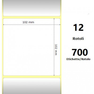 White 102x102mm,700 Et/Rotolo Z-4000D, 4x4x1 Core, 12 Rolls