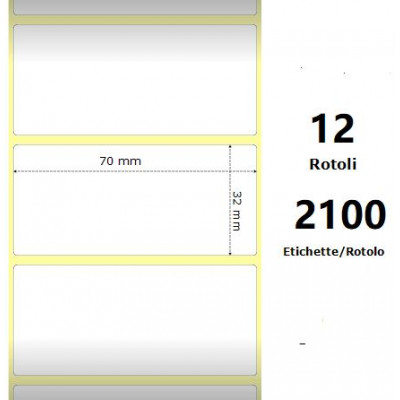 White 70x32mm,2100 Et/Rotolo Z-1000D,2.8x1.3x1Core ,12 Rolls