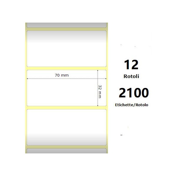 White 70x32mm,2100 Et/Rotolo Z-1000D,2.8x1.3x1Core ,12 Rolls