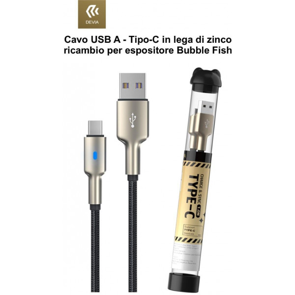 Cavo Usb A - Tipo-C in lega di zinco ricambio per espositore