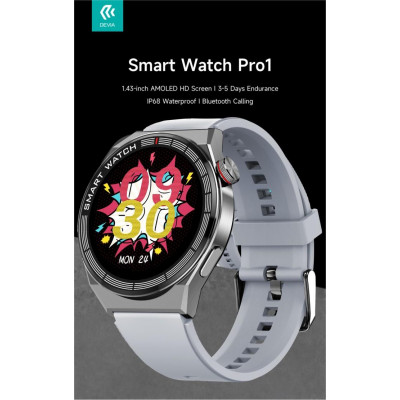 DEVIA Smart Watch Pro1 EM705 IP68 Display Amoled HD Silver
