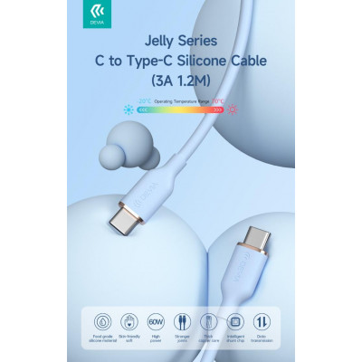 Cavo silicone Jelly da Tipo-C a Tipo-C 3A 60W 1.2M Bianco