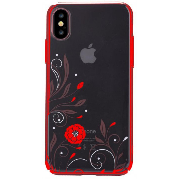 Cover Con Swarovski Crystal Petunia per iPhone X Rossa