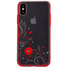 Cover Con Swarovski Crystal Petunia per iPhone X Rossa