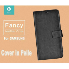 Cover a Libro in Pelle Nera Fancy per Samsung J7 2016