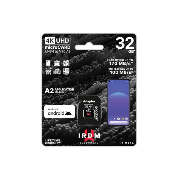 microSD IRDM by GOODRAM 32GB UHS I U3 A2 + adapter