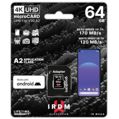 microSD IRDM by GOODRAM 64GB UHS I U3 A2 + adapter