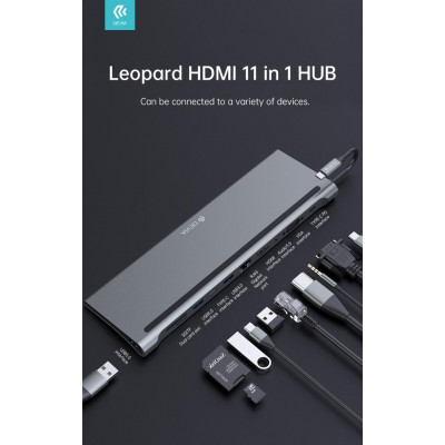 HUB 11 in 1 Leopard con connettore Tipo-C e 11 porte
