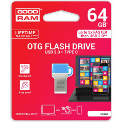 GoodRAM 64GB USB 3.0 + type C DUALDRIVE con cappuccio blu