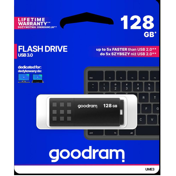 Pendrive GoodRAM 128GB BLACK USB 3.0 - retail blister