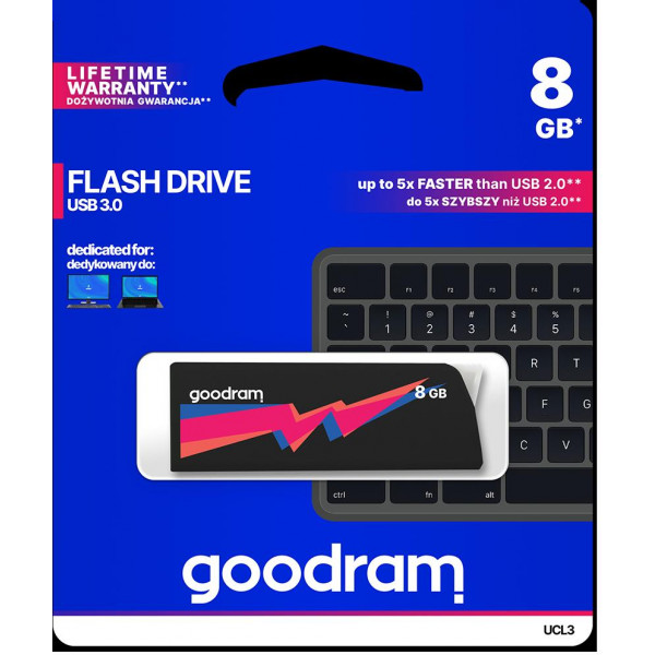 Pendrive GoodRAM 8GB UCL2 BLACK USB 3.0 - retail blister