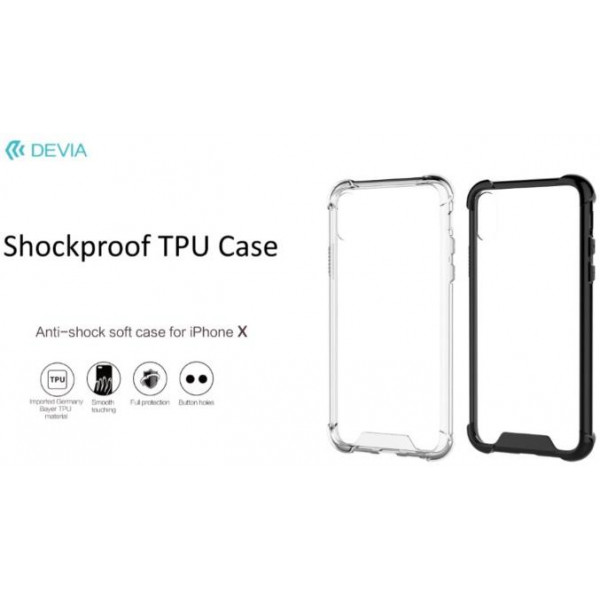 Cover Devia Shockproof in TPU Flessibile per iPhone X Clear