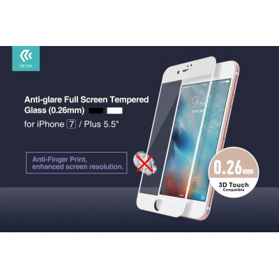 Pellicola vetro Anti Impronte Full per iPhone 7 Plus Bianca