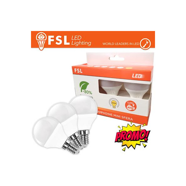 Lampada Mini Sfera E14: Confezione PROMO 3PACK - 6W 4000K