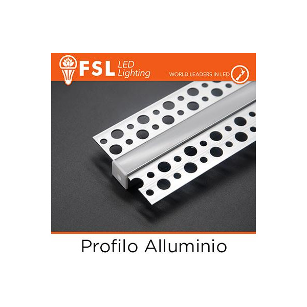 BARRA  ALLUMINIO 6063 - Raso INTONACO - 2m SILVER