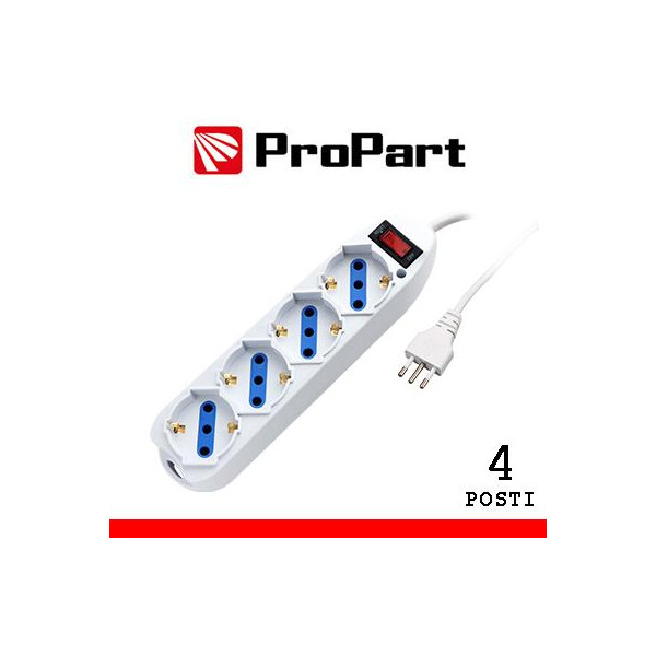 Multipresa 4pos bipasso/schuko spina10A +interr.