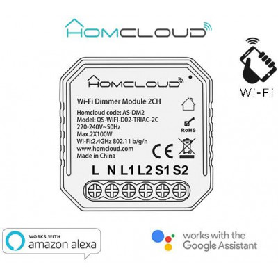 Modulo Dimmer 2CH Wi-Fi da incasso