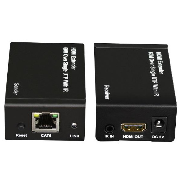 Kit TX-RX Extender HDMI, 60MT UTP, 1080p@60Hz, POE