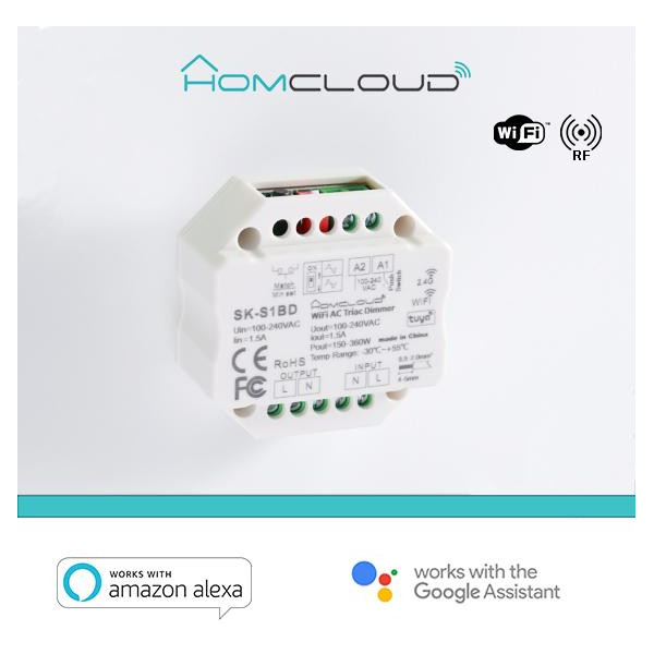 Modulo Smart Dimmer 220V AC Triac 1CHx1.5A Wi-Fi+RF 2.4G