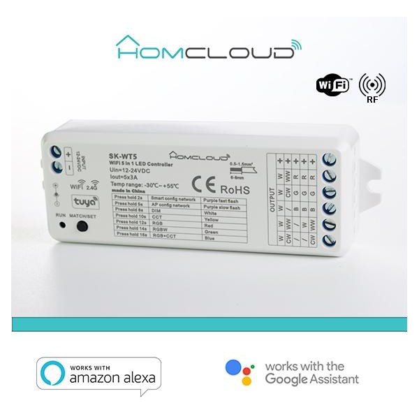 Ricevitore DIM 12/24V DC, 5CH*3A, Wi-Fi+RF2.4G RGB+CCT