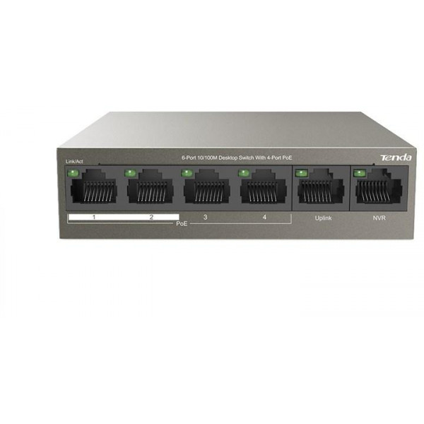 Switch 6 porte 10/100M desktop 4 porte PoE Tenda TEF1106P