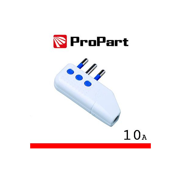 Spina 10A 2P+T uscita cavo 90° polybag