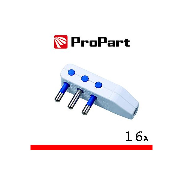 Spina 16A 2P+T uscita cavo 90° polybag