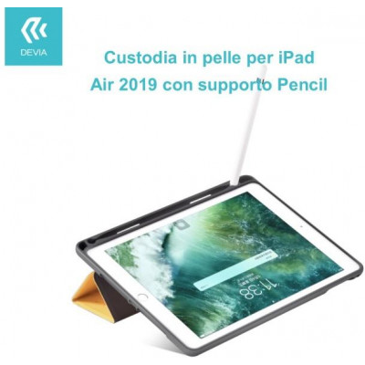 Custodia in pelle per iPad Air 2019 con supporto Pencil Blu