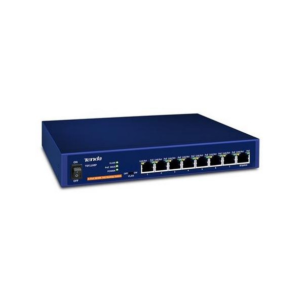 Switch 8 Porte PoE IEEE 802.3af/at TEF1108P staffe rack 123W