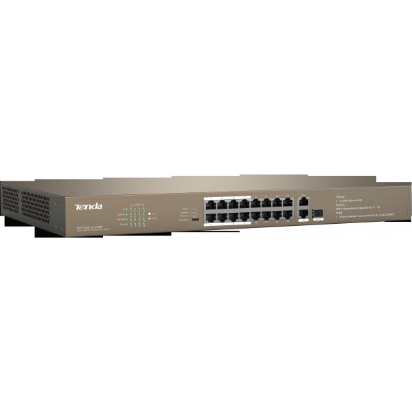 Switch Desktop 16 porte 10/100M PoE 250W + 2 GE