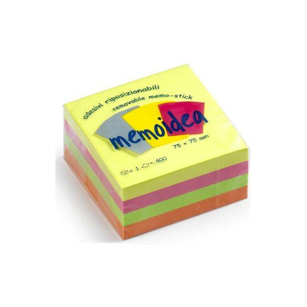 MEMOIDEA 76x76 mm colori neon assortiti - 400 fogli 