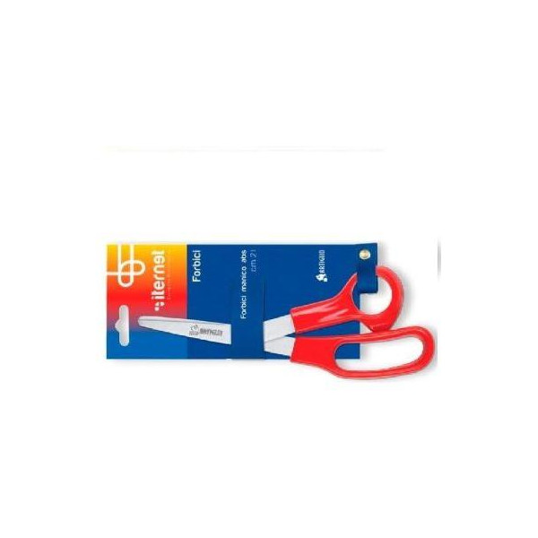 Forbice in acciaio 21 cm con manico in ABS rosso 
