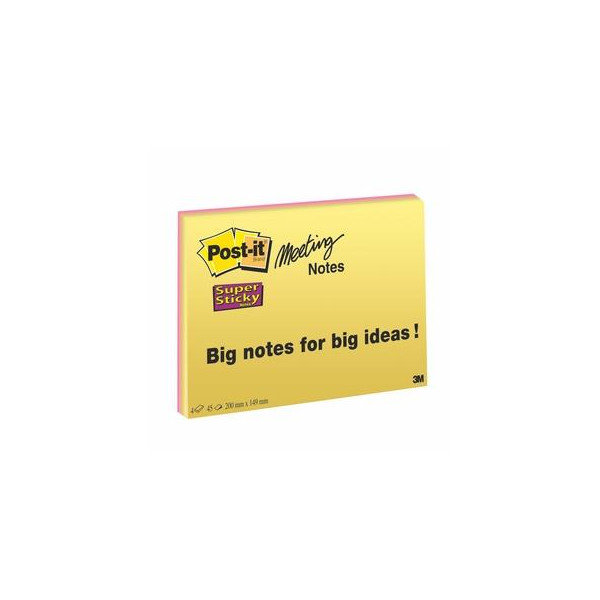 Post-it® Super Sticky Meeting Notes NEON 200 x 149 mm  4 pz.