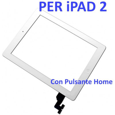 Touch Screen con Pulsante Home e Adesivo per iPad 2 Bianco