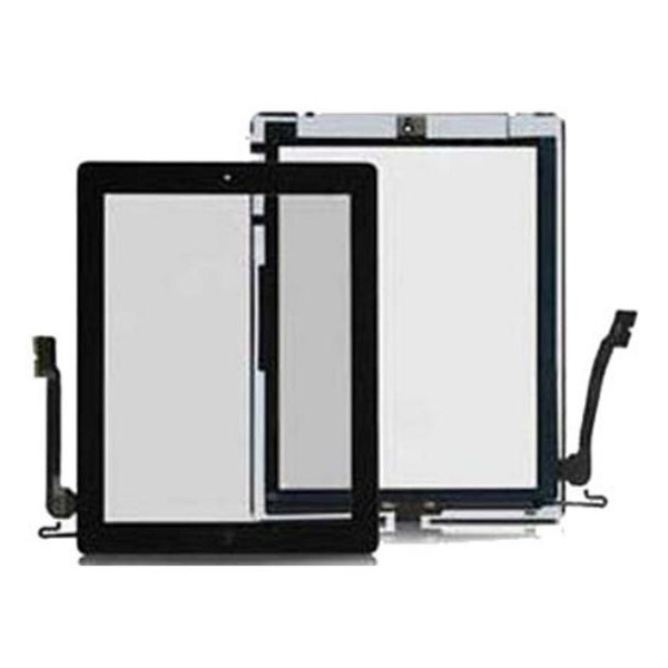 Touch Panel con Pulsante e adesivo per iPad 4 Nero AAA+