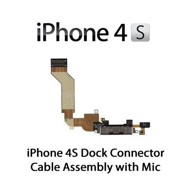 Connettore Carica e Microfono Flat per iPhone 4S Nero