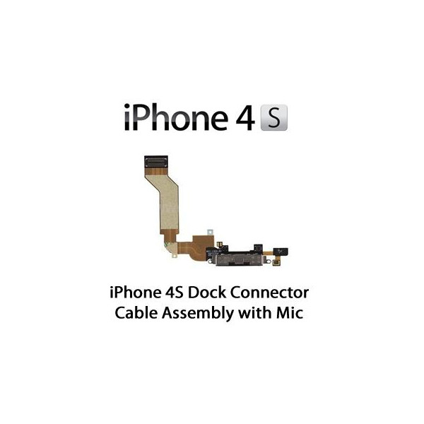 Connettore Carica e Microfono Flat per iPhone 4S Nero