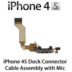 Connettore Carica e Microfono Flat per iPhone 4S Nero